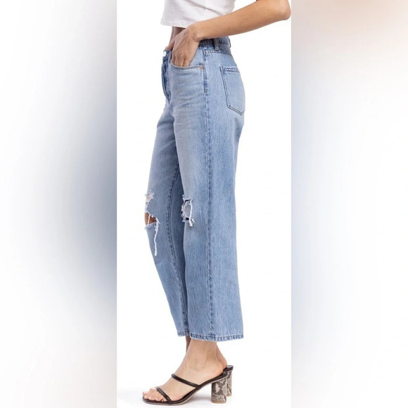 BLANK NYC Ankle Crop Jean Womens 25 Baxter High Rise Ripped Ribcage Straight Leg - Picture 6 of 14